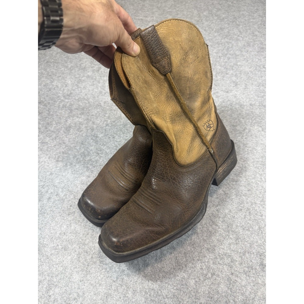 Ariat Mens Western Cowboy Boots 10D Brown Leather Square Toe Distressed 10002217